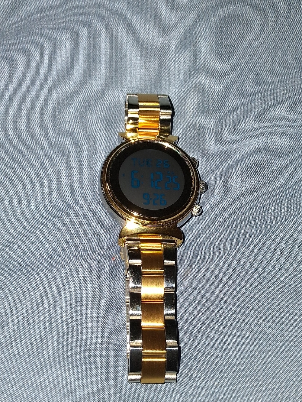 Two-Tone Gold & Silver Digital Stainless Steel Watch